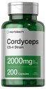 Horbäach Cordyceps Mushroom Capsules 2000mg | 200 伯爵 CS-4 Strain Cordyceps Sinesis | Non-GMO 草药补充品