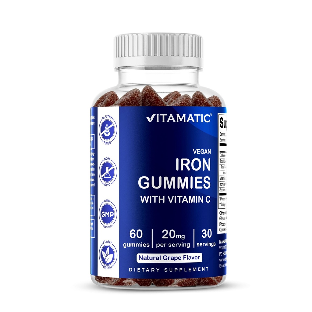 女性和男性维生素类 – 20mg 服务类 – 60 Vegen Gummys – 具有维生素C(60个计数(一包))的大品类 铁糖类 维生素类