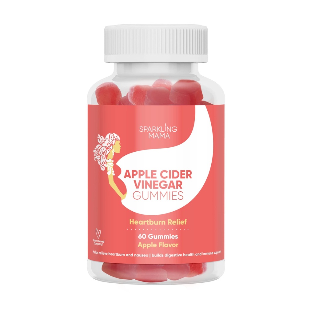 Sparkling Mama Apple 苹果苹果苹果 苹果醋 苹果糖 苹果糖(Apple Flavor),(Heartburn Relief + Mamorning Disease, 肌肉硬糖), 60 Gummys (2-Pack) (中文(简体) ).