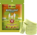 Mosquito Guard Repellent Bands / Bracelets (12 Pack) Made with Natural Plant Based Ingredients - Citronella, Lemongrass Oil. DEET Free