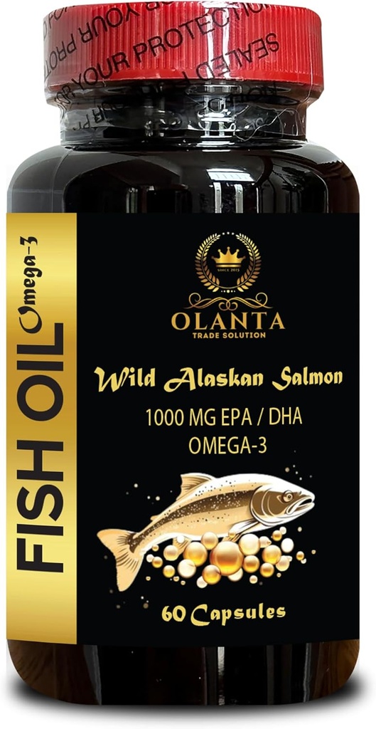 野生阿拉斯加沙门油 - Omega 3脂肪酸补充剂,支持记忆和焦点补充剂 - 1瓶60软胶