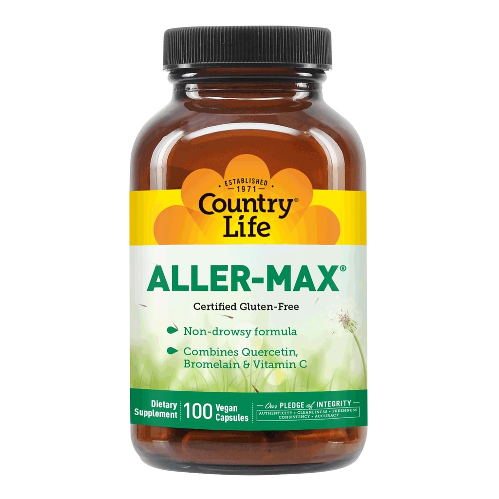 乡村生活 Aller-Max - 含有溴化物的Quercetin 补充剂 - 含有维生素C、锌和植物混合剂的Immune 支持剂 - 认证无胶体, Vegan (100 Counter (Pack of 1))