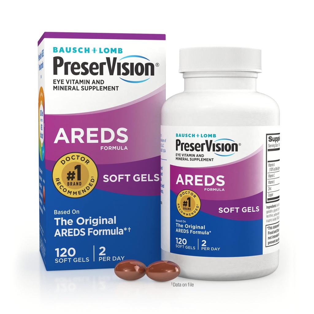 Preservision AREDS 眼维生素,#1 眼医生推荐品牌,多维他命与铜,维生素A,C & E,锌补充,120软胶
