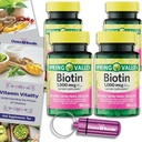 Choice Bundle Spring Valley Biotin Softgels 1000mcg 毛皮钉健康饮食补充 150 Ct 4 pk(总计600) + 维生素指南和药剂容器(6项)!