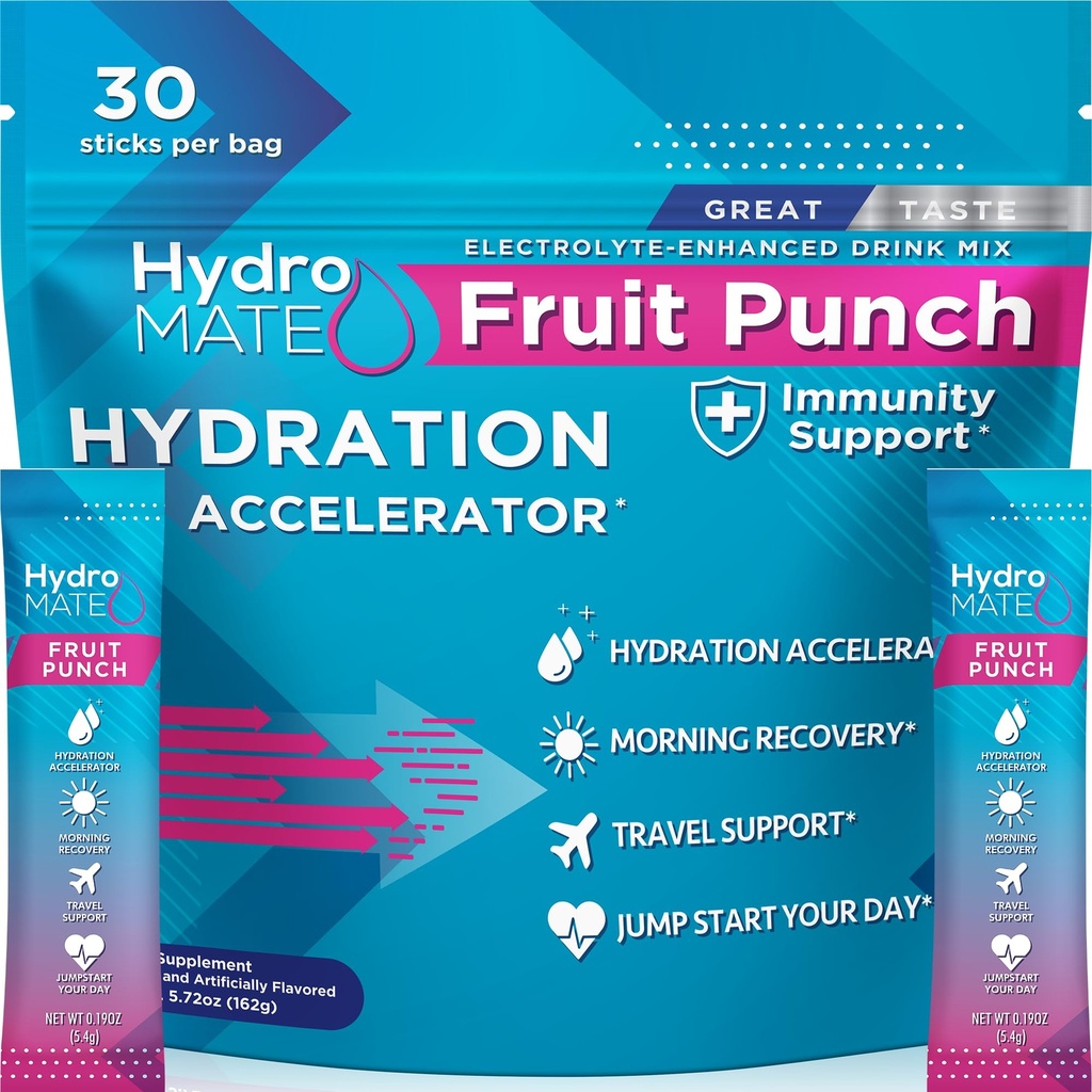 HydroMate 电解质 粉末 冲水 低糖 30 计数