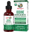 玛丽·鲁斯有机碘液滴 碘钾 一年供应 450 服务 甲状腺健康 USDA有机体 Vegan | Non-GMO | Gluten Free | 1 Fl Oz