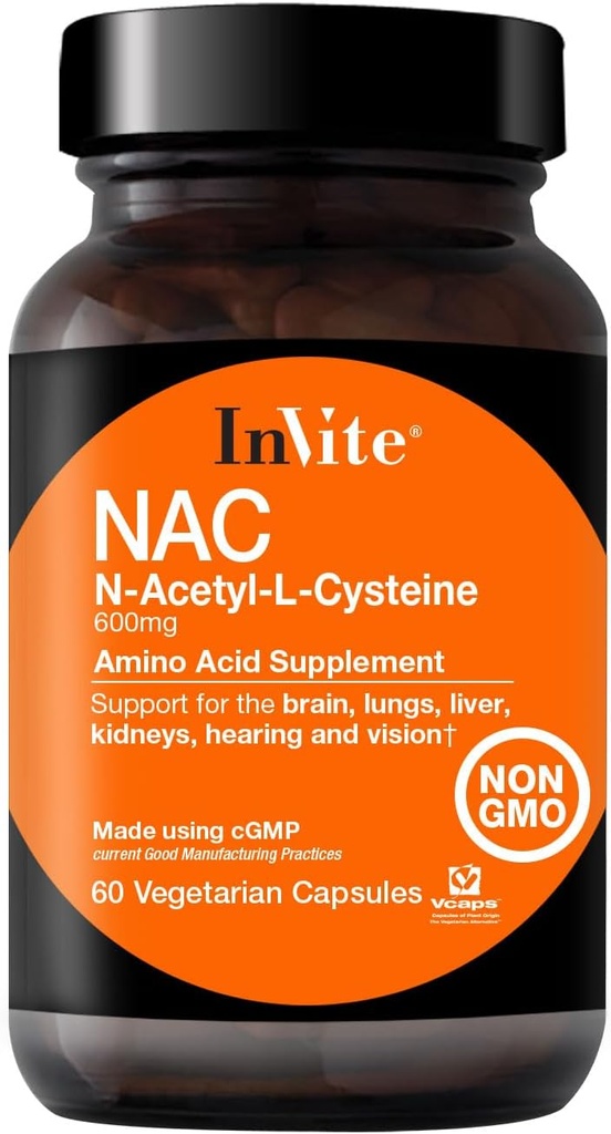 请健康 N-乙酰基 Cysteine (NAC) - 支持肝脏和脑部健康 - 供应 氨基酸 L-Cysteine 和一种前体到Tripeptide Glutatithione - 60 植物卡普尔 (2-Pack)