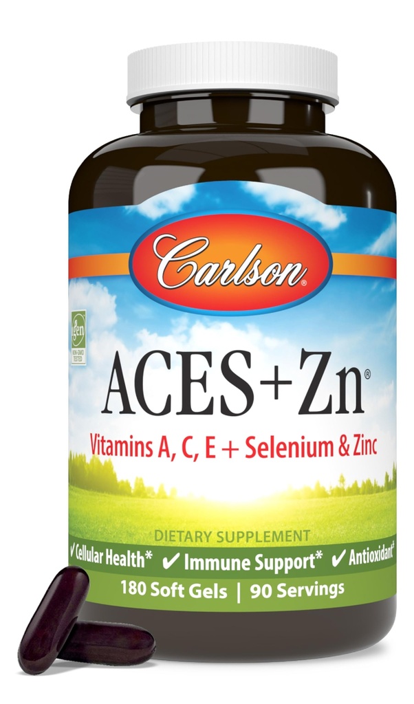 Carlson - ACES + Zn,维生素A,C,E +硒和锌,细胞健康和免疫支持,抗氧化剂,180软胶