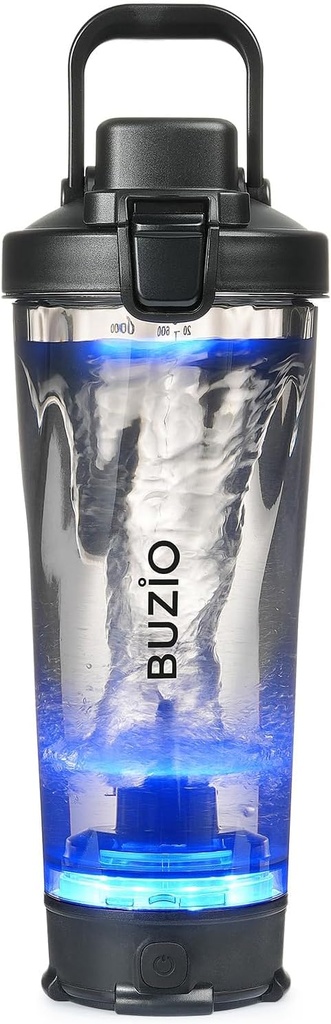 BUZIO 电子蛋白质摇摆瓶 24 oz 摇摆Blender瓶 USB 蛋白质混合摇摆杯的可充电Blender瓶 便携式大型运动水瓶 用三丁,黑