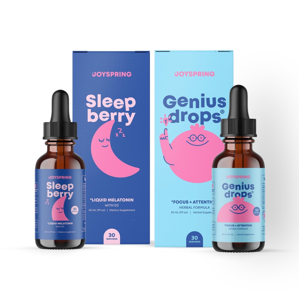 JoySpring Genius Drops Brain 补充和睡眠莓Melatonin 儿童睡眠支持