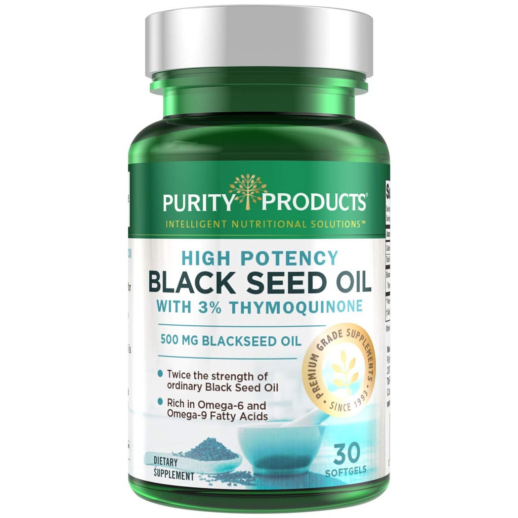 纯度高的易燃黑籽油 - 双强 + 冷压 - 3% Thymoquinone - 500毫克 Black Cumin种子油 - Omega 6 + 9 基本脂肪酸 - 容易吞 - 30 迷你软胶