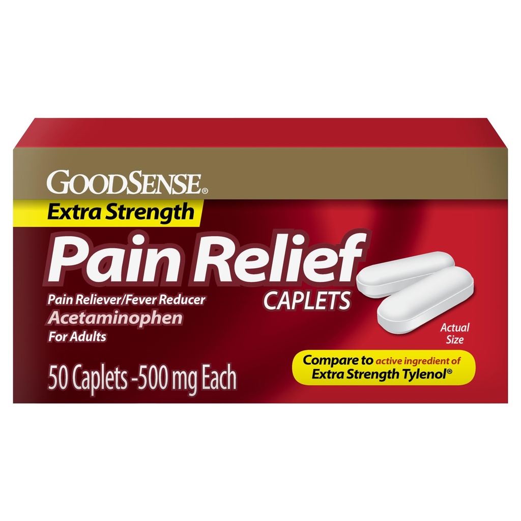 GoodSense Extra Power 止痛药,Acetaminophen Caplets,500毫克,50毫克