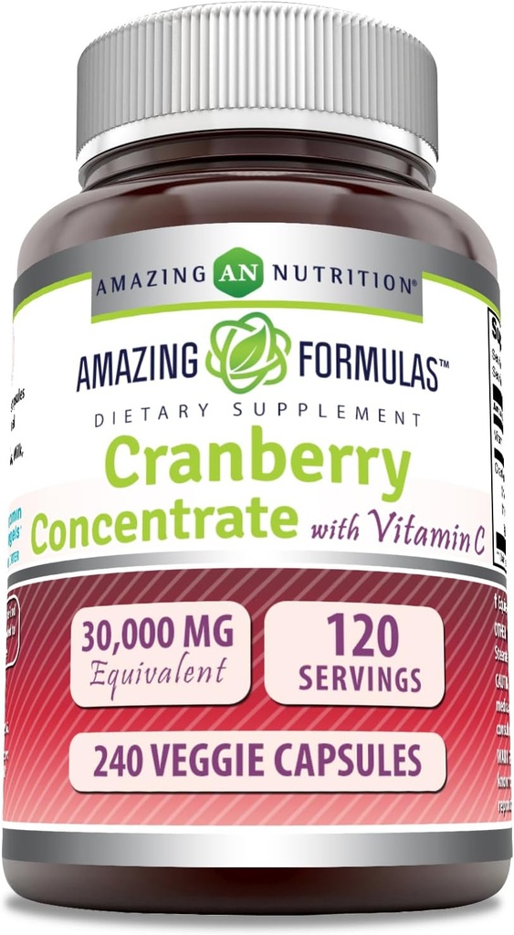 奇异配方 Cranberry 将30,000毫克与维生素 C 补充 QQ Veggie Capsules QQ 超强 QQ 非GMO QQ Gluten Free QQ 在美国制造 (1 Pack, 240 Counter)
