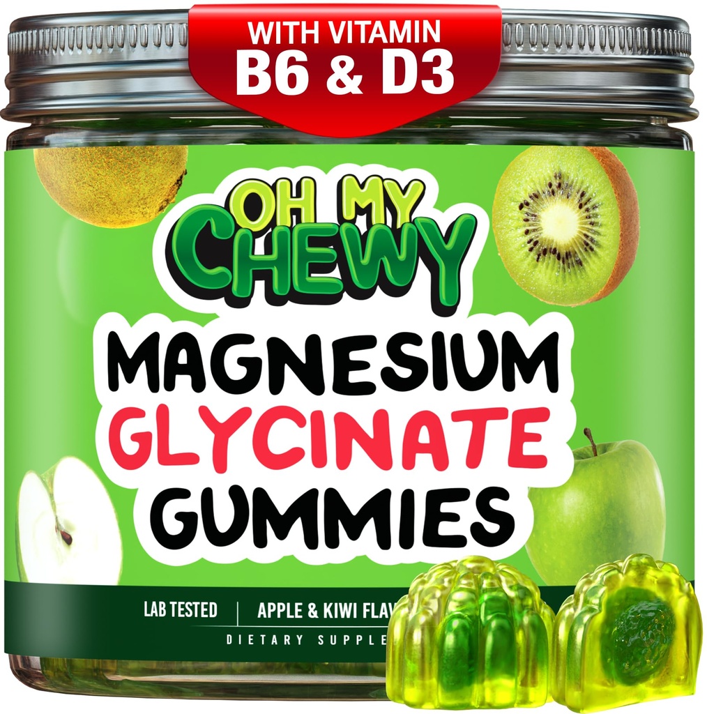 Center-Filled Magnesium Glycinate Gummies 400MG - High Absorption for Kids, Teens & Adults - Supplement for Sleep, Calm & Muscle Relaxation with B6 & D3 - Gluten Free & Vegan Friendly - 60 Count