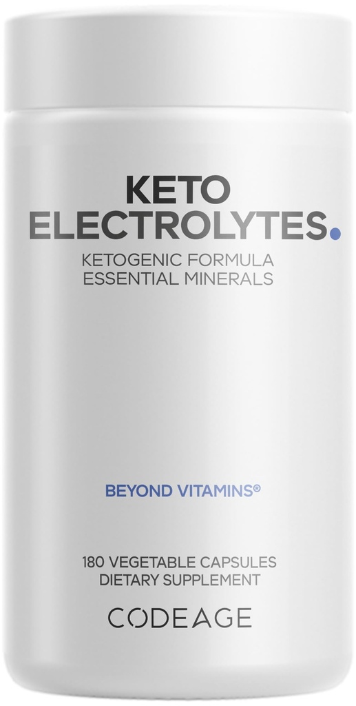 编码 Keto 电解质补充物 – Vegan 电解质板 w 镁,钾,钙和盐 – 电解质锅盐丸和饮料水解质补充物 – 非GMO Keto 饮食 – 180 Capsules