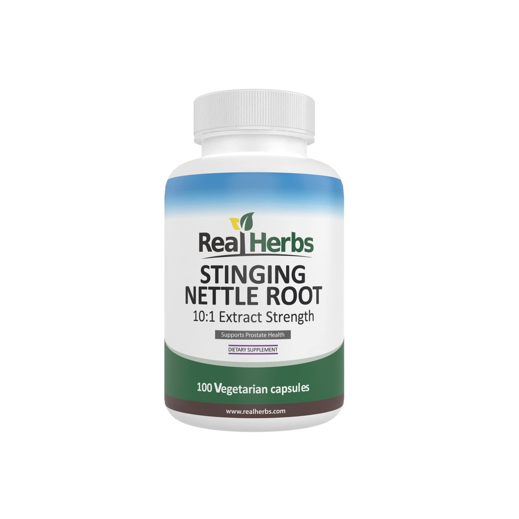 Real Herbs sting Nettle 根提取7500mg(750mg of 10:1 提取) – 蔬菜友好型,非GMO型,Gluten-free – 支持前列腺和尿道健康 – 100 Capsules