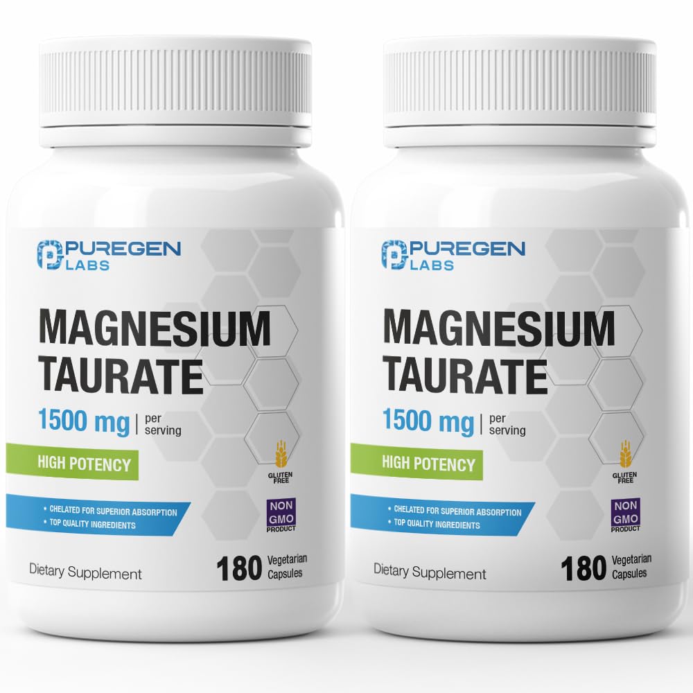 纯基因实验室 Magnesium Taulate 1500mg / service [Highpotency] 总计 360 Veggie Caps, Chelated for Superial Absociation, N-GMO, NO Gluten and 奶制品在美国制造