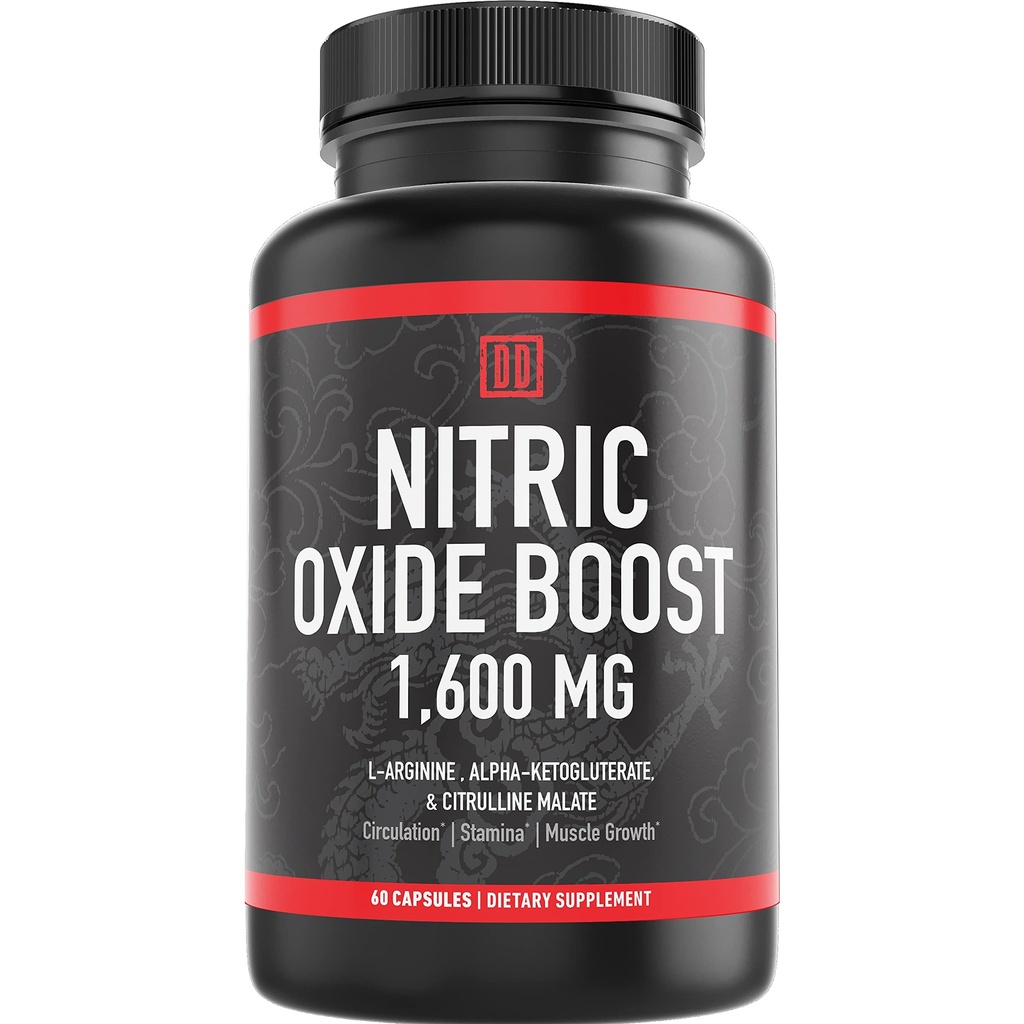 Nitric Oxide 助推器, 1600mg Extra streng L-Arginine, Citrulline Malate, 和 Alpha-Ketoglutarate (60 count, 1瓶)