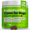 Deley Naturals Probiotics Plus Chews for Dogs, Gut Health Supplements, 5亿 CFU's, 消化酶, Prebiotics, Dog Alergies, 腹泻, Yeast, 南瓜火焰, 90 Counter - 在美国制造