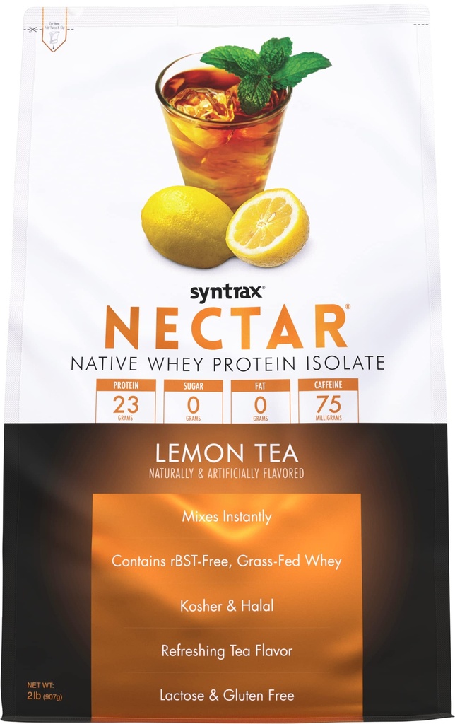 Syntrax营养 Nectar,100%Whey蛋白隔离粉,刷新水果火焰,柠檬茶,2磅
