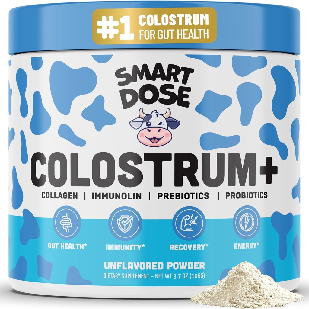 Bovine Colostrum + Gut Health & Digestion - 12 in-1 Bloating, Immune Support & Energy - 45% IgG ImmunoLin, Probiotics, Prebiotics, Collagen & L-Glutamine 配药