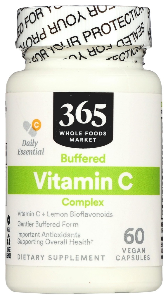 365 由全食品市场,缓冲维生素C Complex, Vegan, 60 Capsules