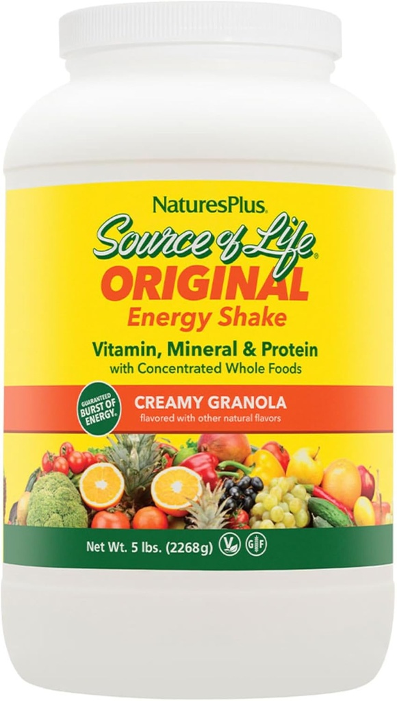 NaturesPlus 生命能量摇晃的来源 Creamy Granola - 5磅,包装2 - 提供 13g 完整蛋白,维生素和矿物 - 非GMO, Gluten Free, Vegetarian - 116 总服务