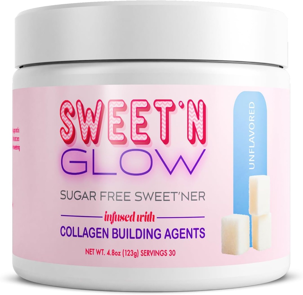 Ad Sweet' N Glow Zero Calorie Sugar Free Sweet'Ner 与Collagen 建筑代理公司(30名服务人员,不受欢迎)