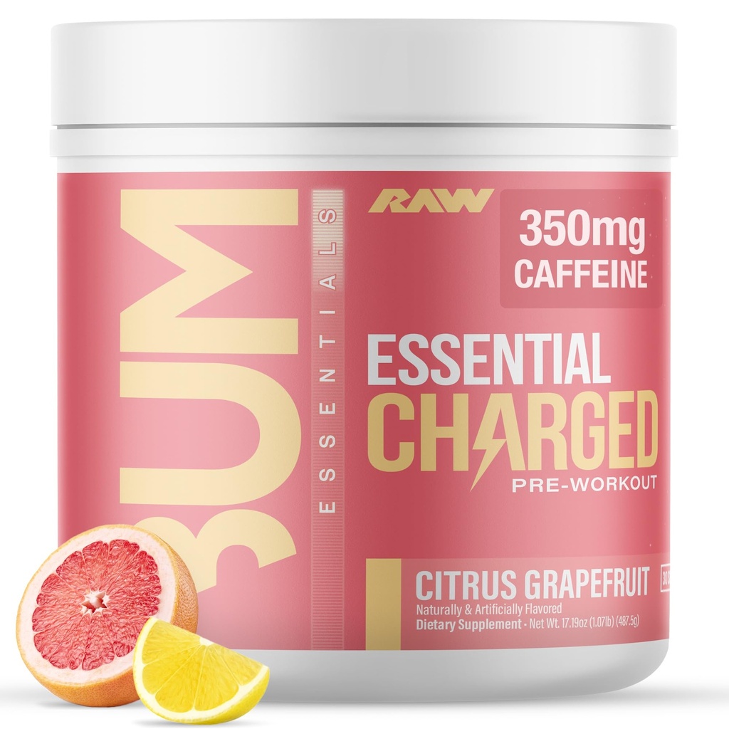 RAW 工作前粉(Citrus Grapele果) - 工作前补充 男子,妇女 - 支持焦点,摩德,性能 - 咖啡因,Alpha-GPC,L-Citrulline,Beta Alanine(25人)