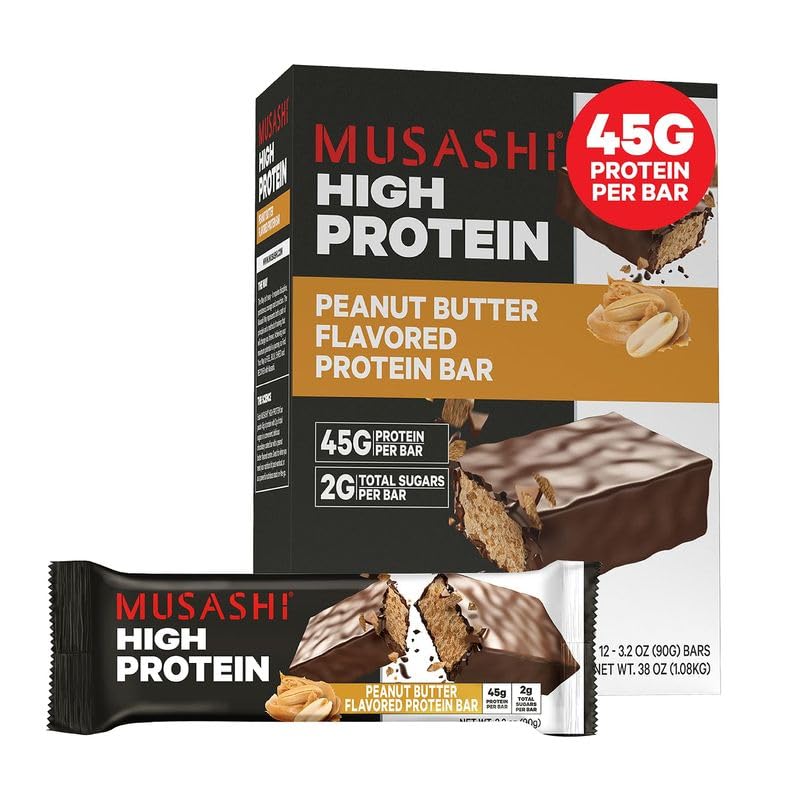 MUSASHI High Protein Bar, 45g Protein, Chocolate & Peanut Butter