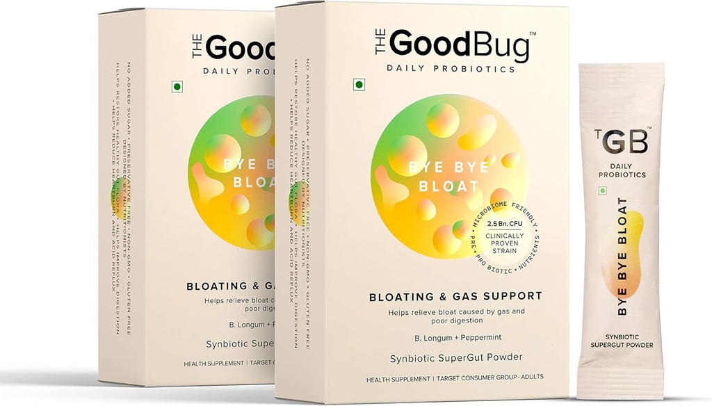 Good Bug Prebiotic + Probiotic Gut Health for Men and Women - 帮助消化健康 - 助推豁免 Peppermint & Inulin, 共生纤维粉, 2.5 Bn CFU - 60天包装