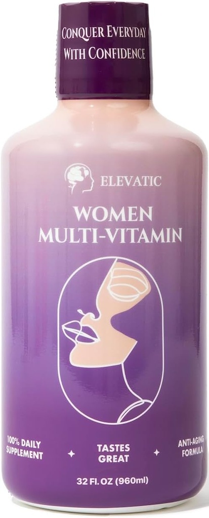 女性液体多维特敏 - 32Fl.oz (960ml) - 解锁 秘密食谱 能量和美丽助推器 100% 有机Aloe Vera 液体多维特敏 光滑皮肤和振动健康