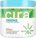 Cira Daily Greens - 自然甜化,有机螺旋藻类超级食品粉与Premium,抗氧化剂-Rich成份用于脱脂,消化, & 能源 - 芒果,30种服务