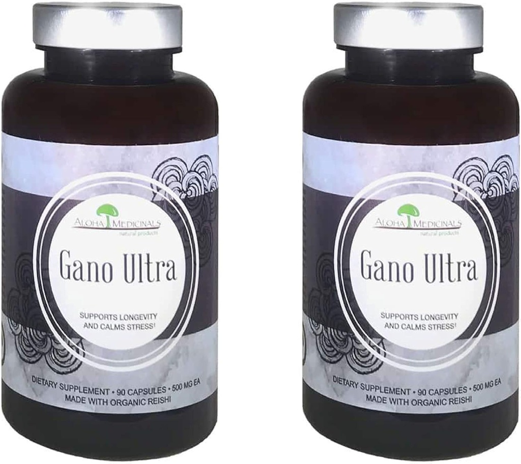 Aloha Medicinals Gano Ultra, 认证有机蘑菇补充剂, 自然健康补充剂, 包装 2, 90个卡普尔