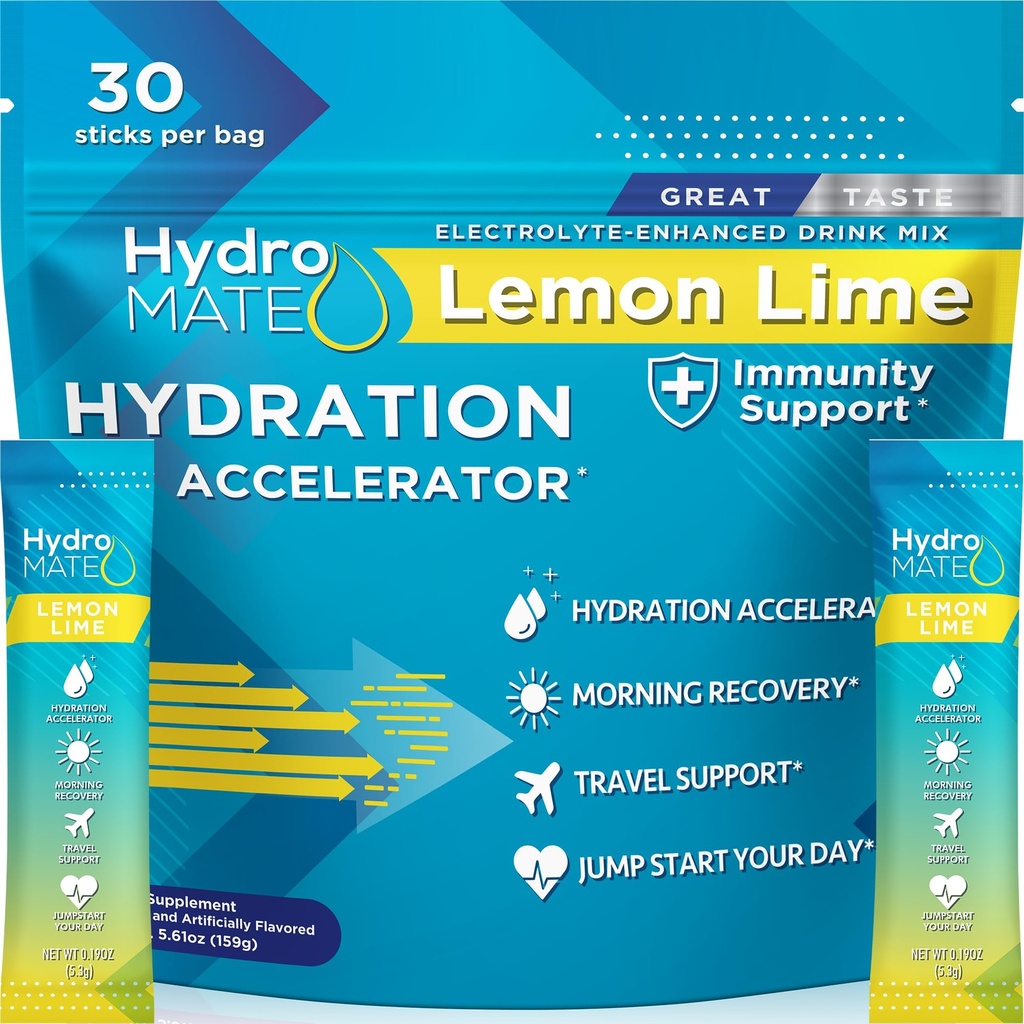 HydroMATE 电解石粉 柠檬水解包 低糖 30 计