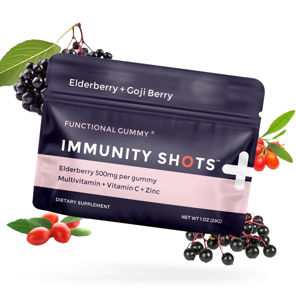 SGC 豁免射击——美国制造的长老莓和Goji Berry 500mg 多维塔明葡萄酒(12-Packs,4 Per Packs) 免疫系统支助补编,Vegan,Gluten Free, Plant,