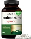 NatureBell Bovine Colostrum Supplement 1000 mg Pervice, 240 capsules 40% IgG Colostrum Power for Gut Health, Bloating, Skin, Hair & Immune Support – 非GMO (英语) (英语).