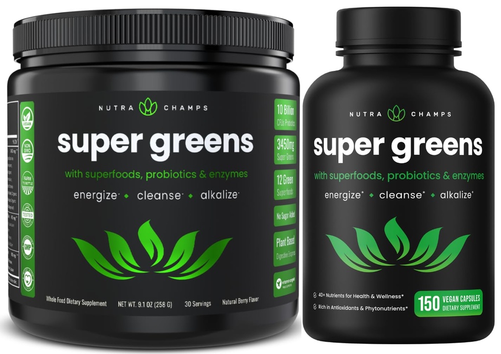 NutraChamps 超级绿化粉末和超级绿化卡普尔