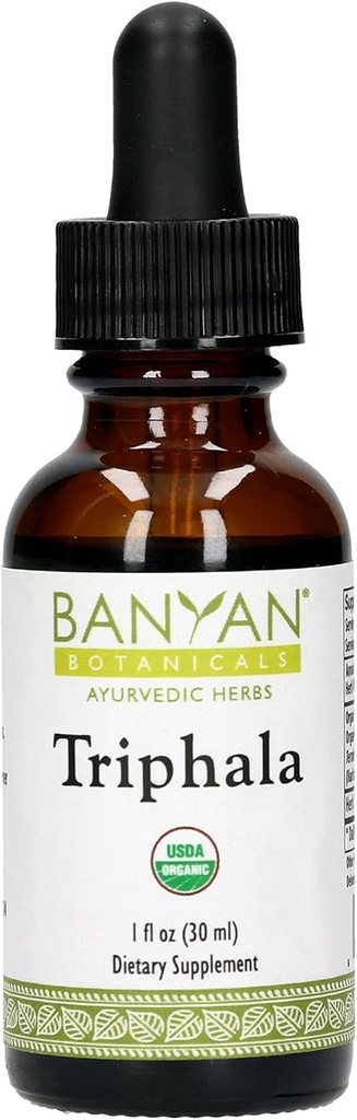 Banyan Botanics Triphala Liquid Herbal Excert – 有机Triphala Excert with Amla, Haritaki & Bibhitaki – for Daily Detox, Regularity & Rejuvenation * – 1oz. – 非GMO 可持续源代码 Vegan.