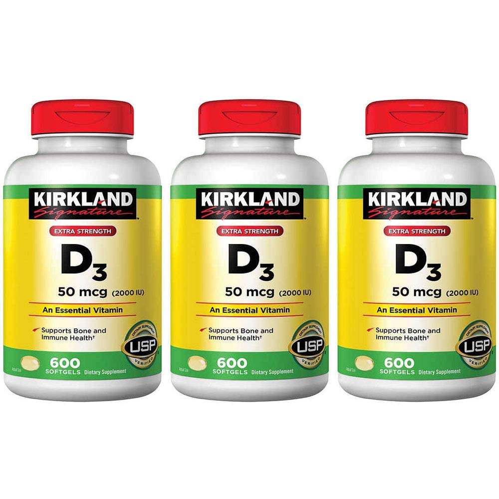 Kirkland 签名 最大威力 维生素 D3 2000 I.U.,包 3