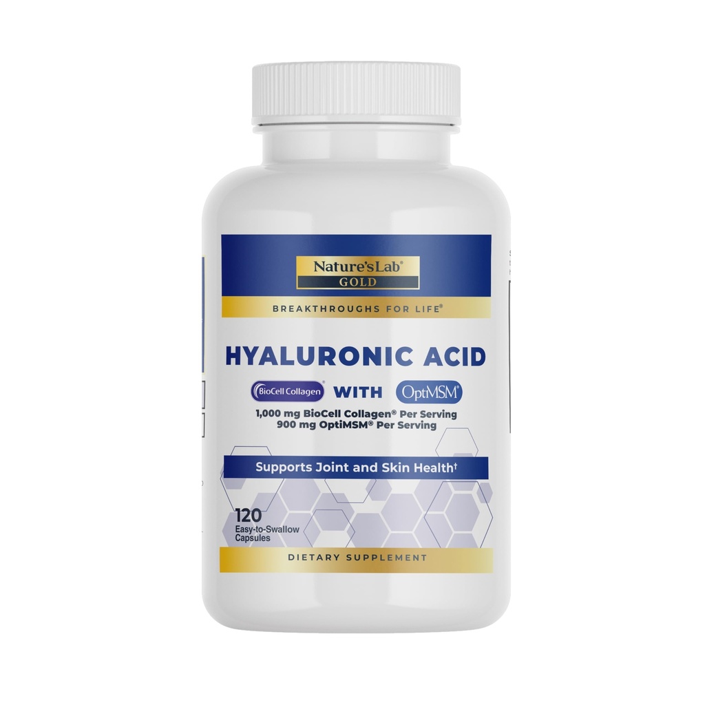 自然实验室Hyaluronic酸与生物细胞凝胶和MSM - 皮肤水分,联合健康 - 120 Capsules(40天供应)