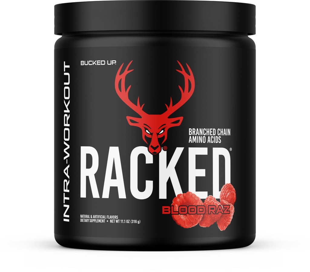 Bucked Up Racked Blood Raz → Intra Workout BCAA 2-1-1 配有 L Carnitine Acetyl L Carnitine Taurine 和 L Tyrosine → 氨基酸粉补充剂(30架)