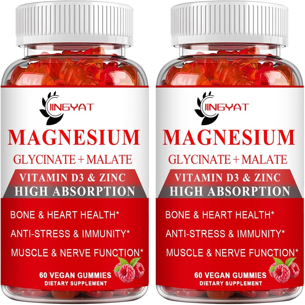 (2包) Cortisol 增产 男子和女子1000mg 镁复合物增产 w/Glycnate 500mg , Malate 500mg , 维生素 D3, 锌 - Vegan & Natural