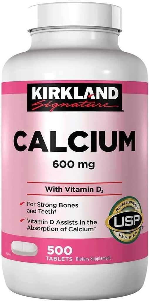 Kirkland 签名钙, 600 mg+D3, 500-Count 片