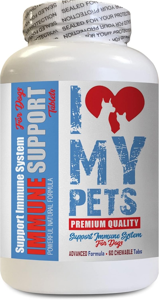 狗豁免靴 - 狗免疫支持 - 助推器 - 健康PET - 补充剂 - 红色克洛弗犬 - 60 treats (1瓶)