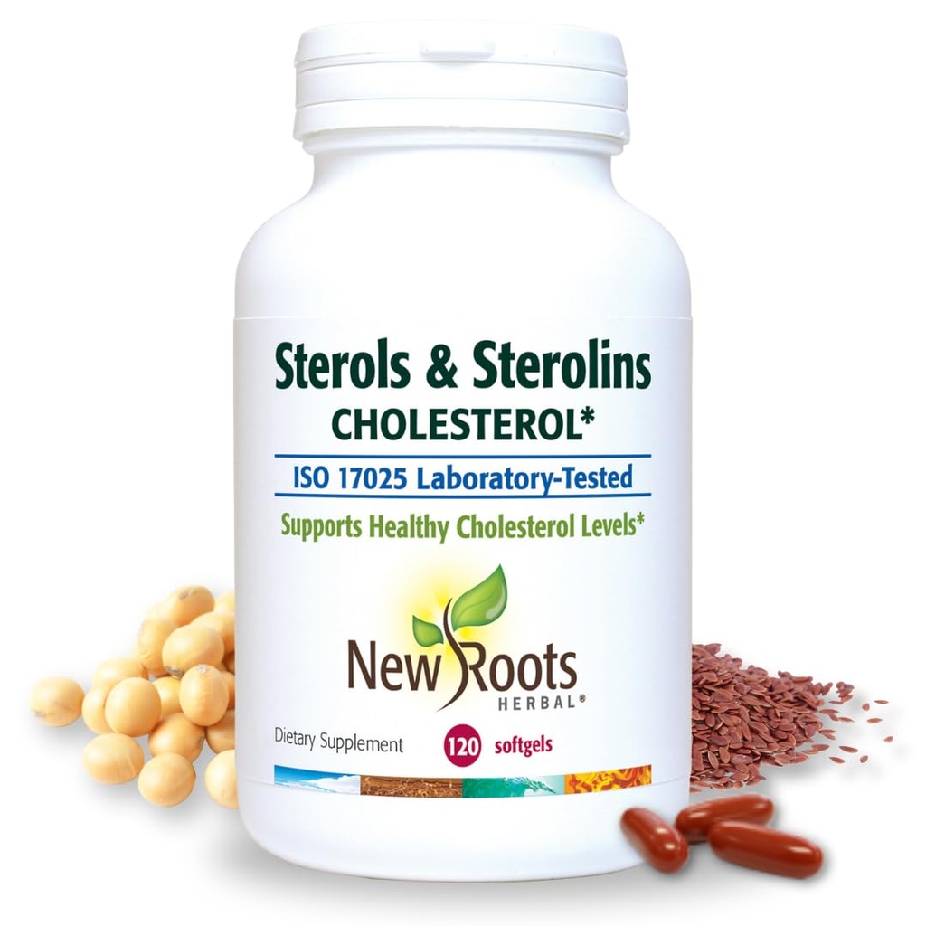 新ROOTS HERBAL Planet Sterols 和 Sterolins 配有有机叶草籽 | Stanols 或 胆固醇支持的植物激素 来源 Omega-3s(120软胶)