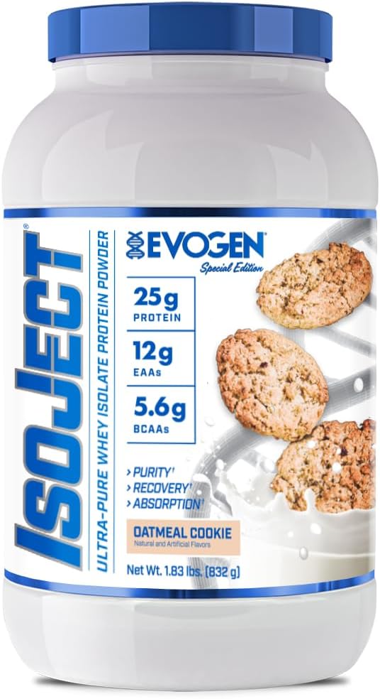 Evogen Isoject - Whey蛋白蛋白溶液 QQ Ultra-Pure Whei蛋白粉 配有Ignitor Enzyms, BCAAs,和 EAAs → 强化吸收和回收 QQ Oatmeal Cookie → 26 服务