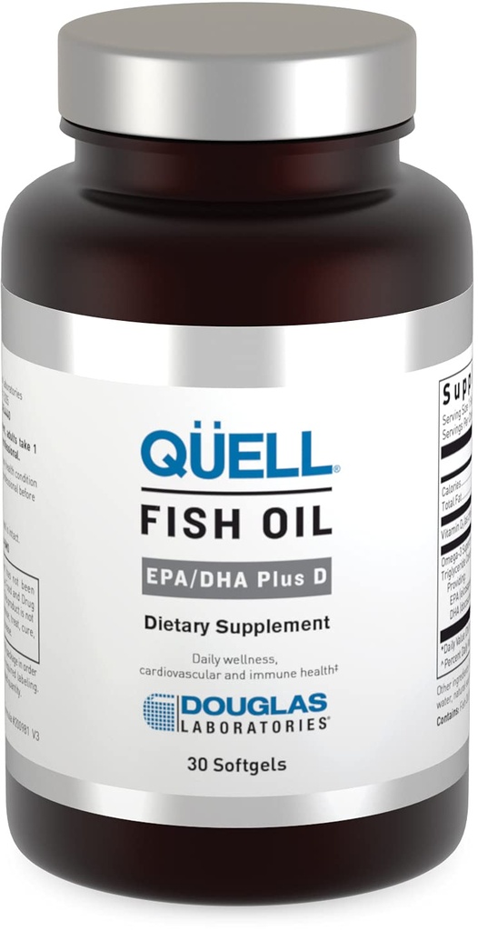 道格拉斯实验室 Quell鱼油 EPA/DHA Plus D 3:2 EPA与DHA 基本 Omega 3脂肪酸 + 1 000 I.U 维生素 D3* + 30软胶