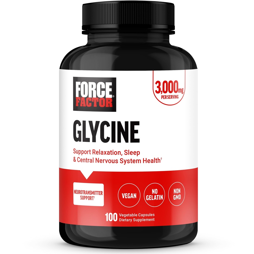 FORCE FACTOR Glycine促进放松和安眠,支持认知功能,Mood平衡,和神经健康,100个蔬菜囊