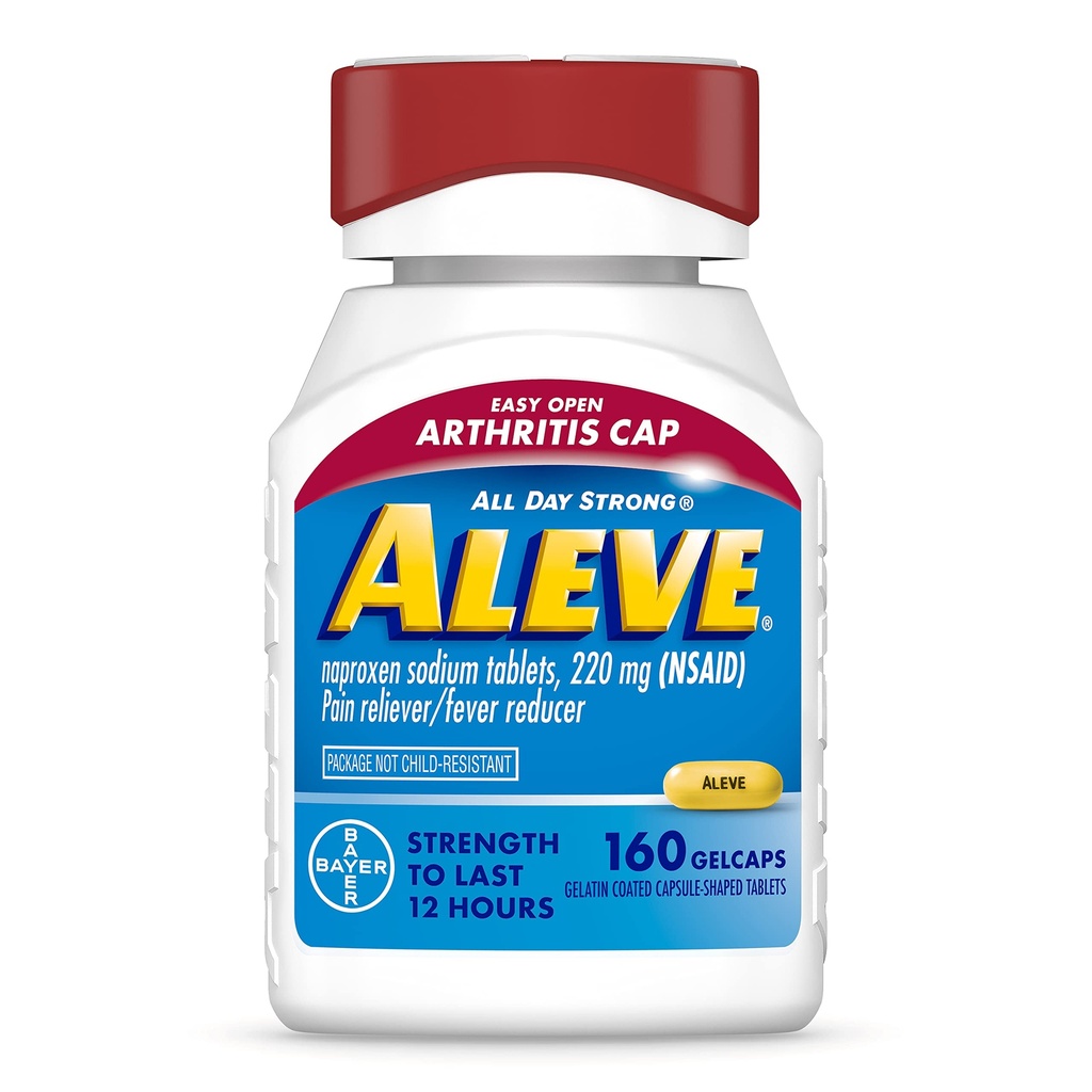 Aleve Gelcaps 容易开口的关节炎 Cap, Naproxen Sodium, 关节炎疼痛的药物, 160 计数